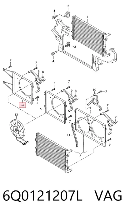 Difusor del radiador del aire acondicionado VAG 6Q0121207L