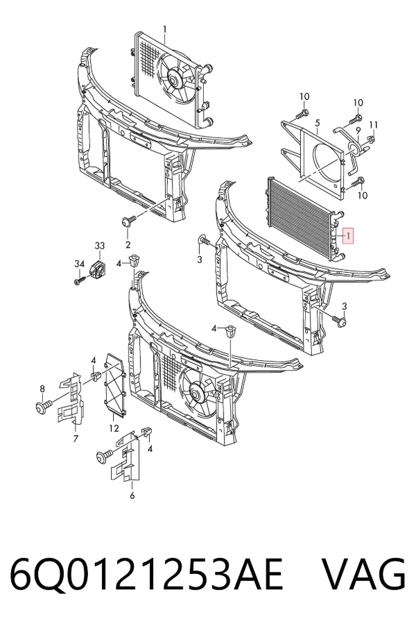 Radiador 6Q0121253AE VAG