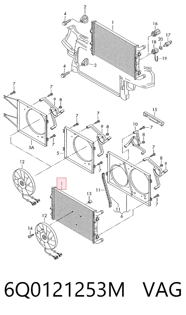 Radiador 6Q0121253M VAG