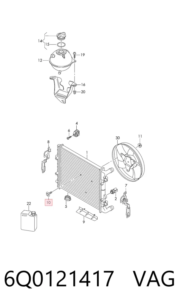 Radiador 6Q0121417 VAG