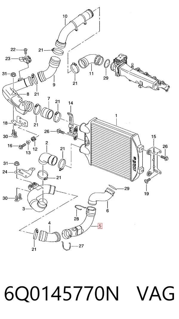 Tubo intercooler 6Q0145770N VAG