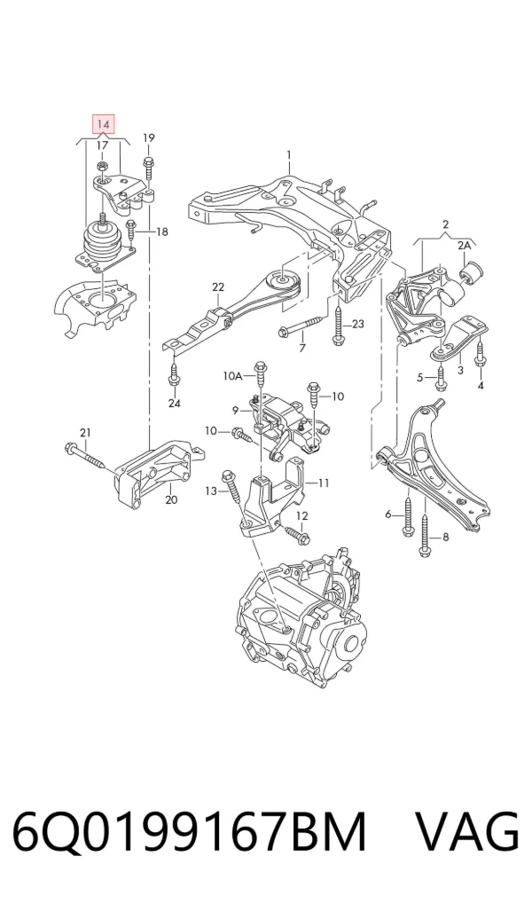 Soporte de motor derecho 6Q0199167BM VAG