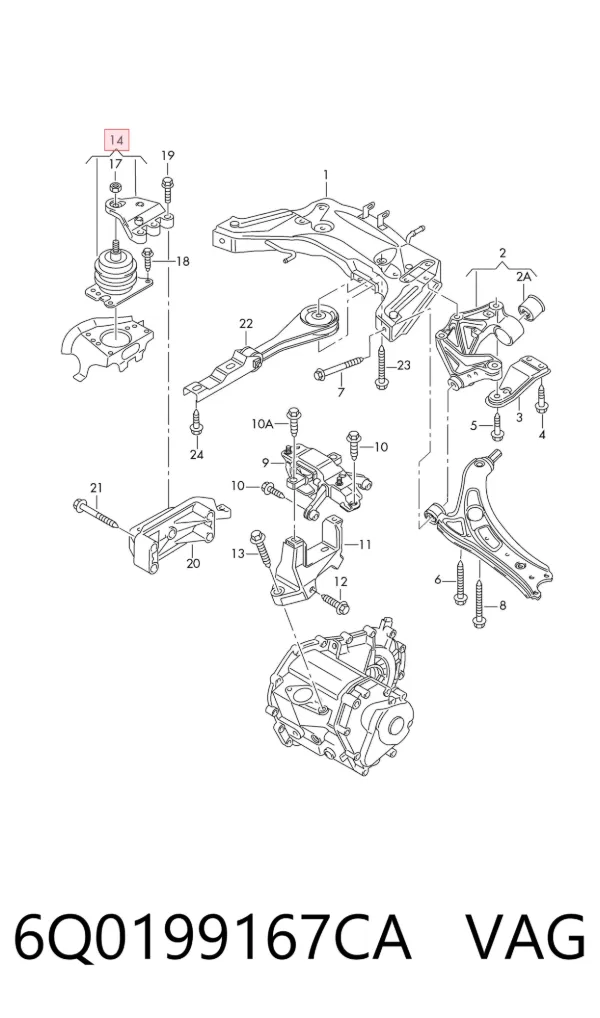Soporte de motor derecho 6Q0199167CA VAG
