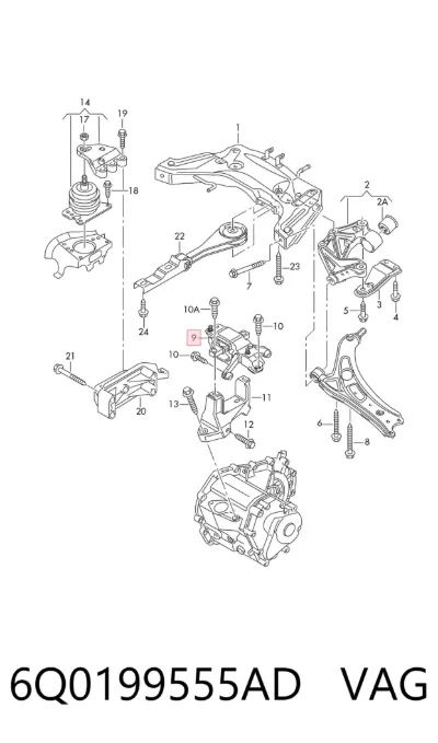 Soporte izquierdo del motor VAG 6Q0199555AD