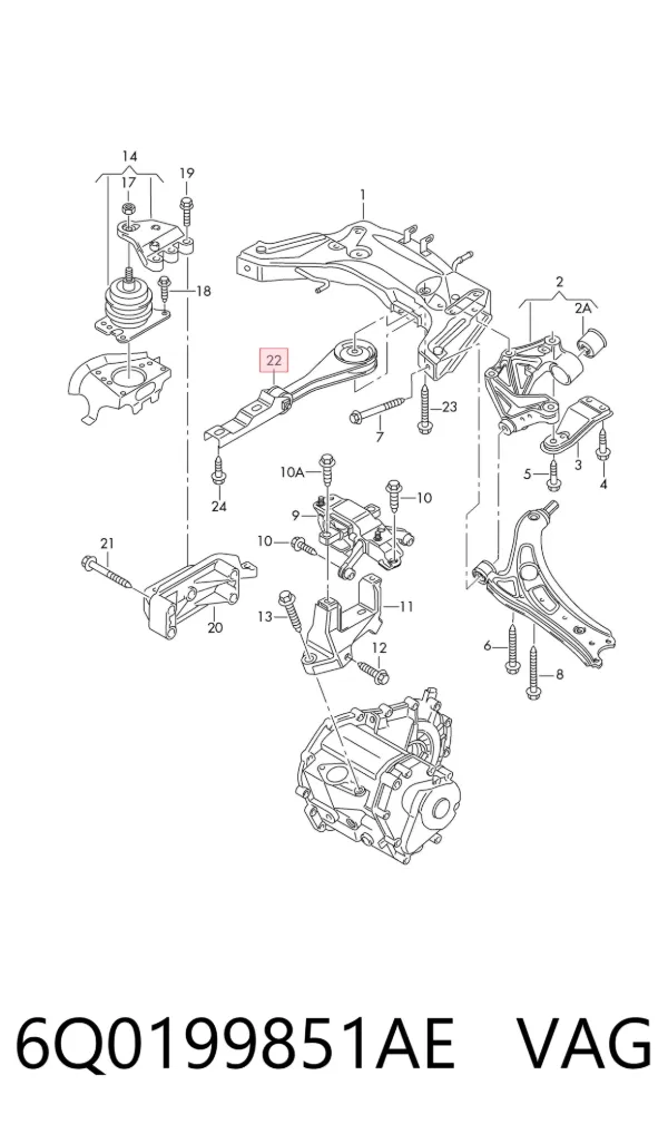 Soporte de motor trasero 6Q0199851AE VAG