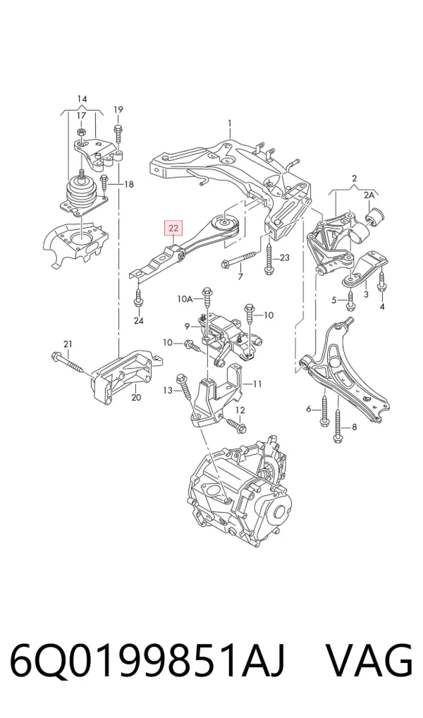 Soporte de motor trasero 6Q0199851AJ VAG