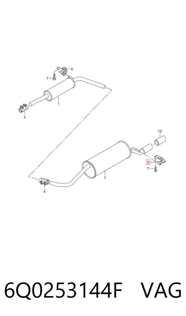 Soporte trasero del silenciador 6Q0253144F VAG