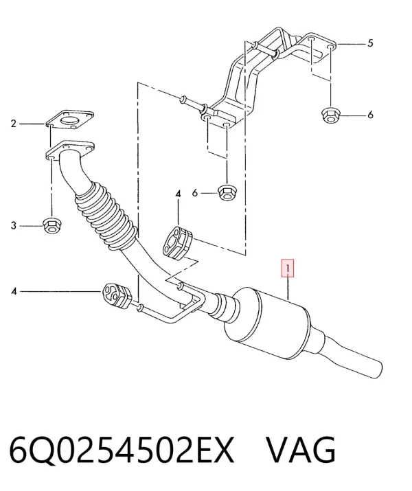 Silenciador delantero 6Q0254502EX VAG