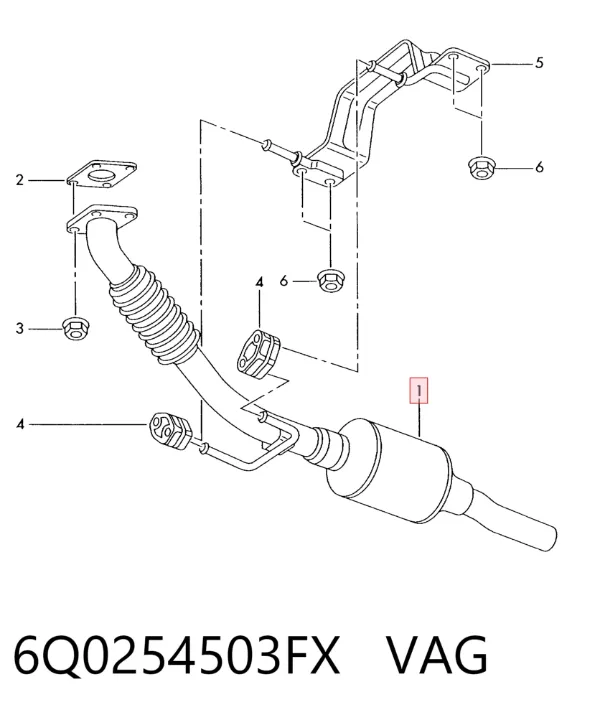 Silenciador delantero 6Q0254503FX VAG