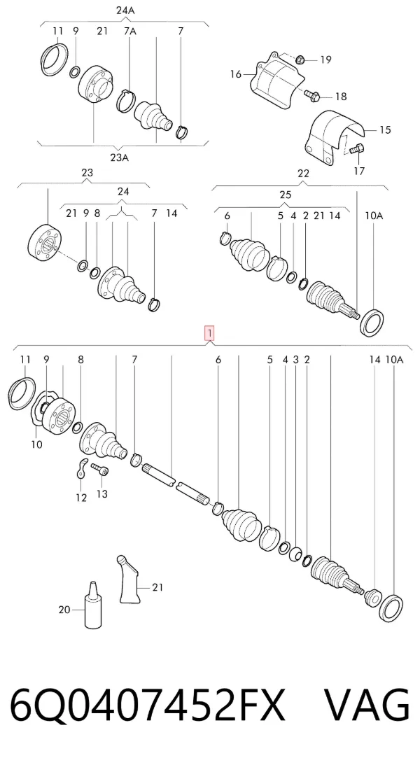 Semieje delantero derecho 6Q0407452FX VAG