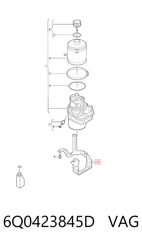 Soporte de bomba de dirección asistida 6Q0423845D VAG