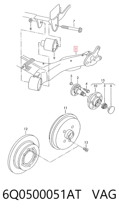 Subchasis trasero soporte motor VAG 6Q0500051AT