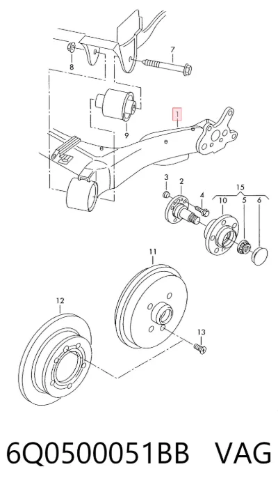 Subchasis trasero soporte motor VAG 6Q0500051BB