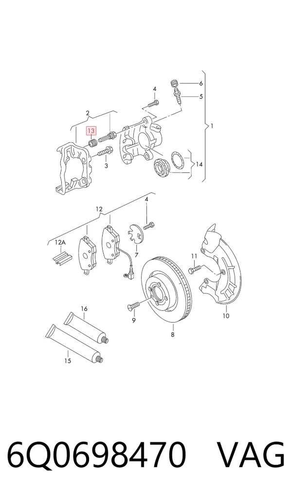 Fuelle de guía de pinza de freno delantero 6Q0698470 VAG