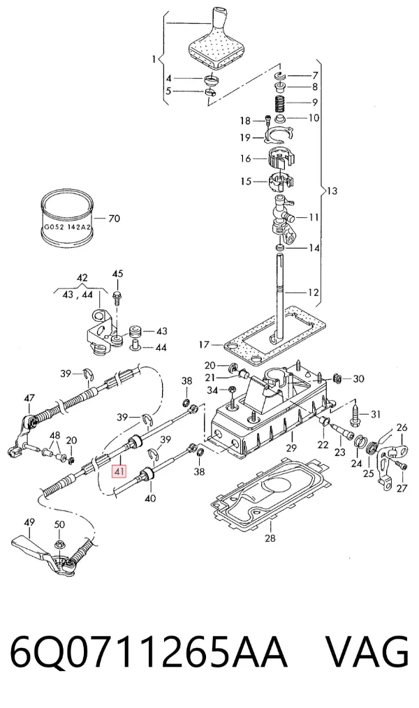 Cable de caja de cambios 6Q0711265AA VAG