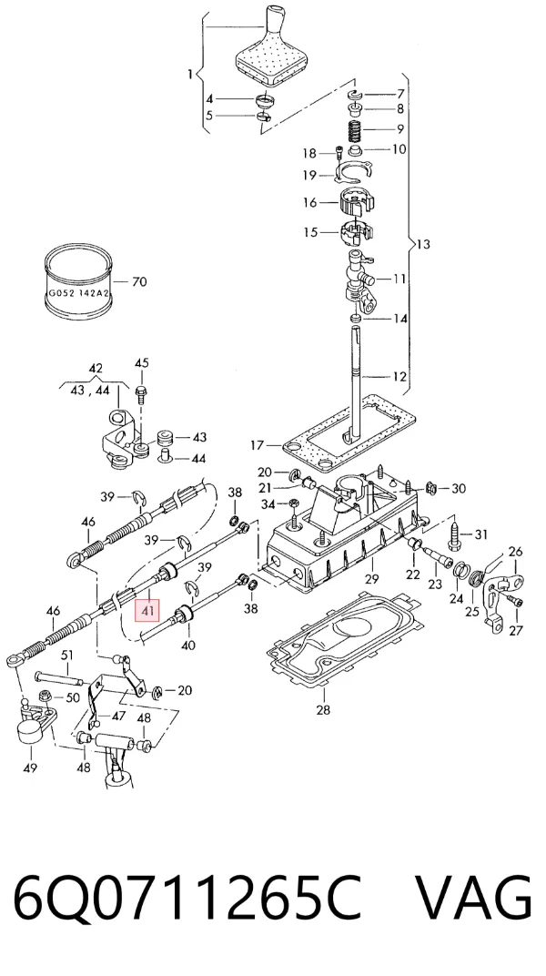 Cable de caja de cambios 6Q0711265C VAG