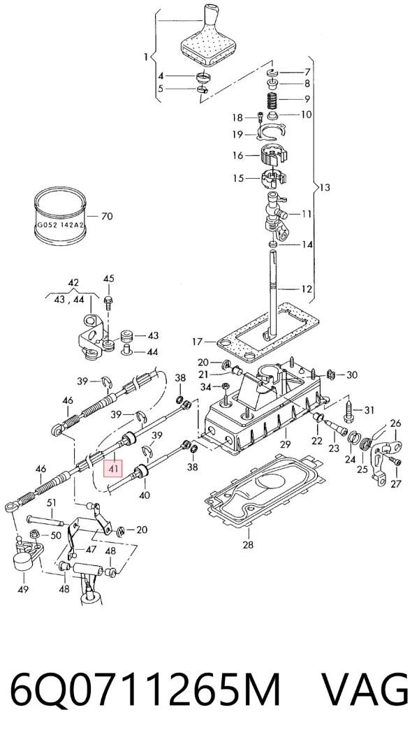 Cable de caja de cambios 6Q0711265M VAG
