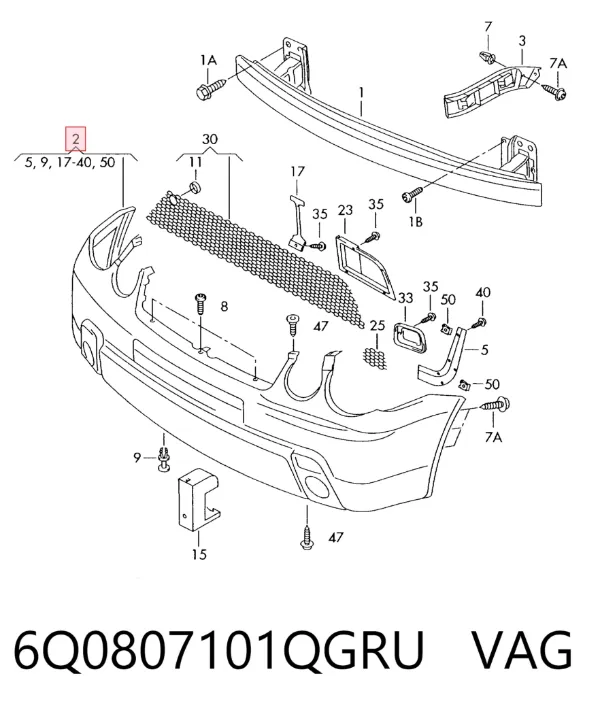 Paragolpes 6Q0807101QGRU VAG