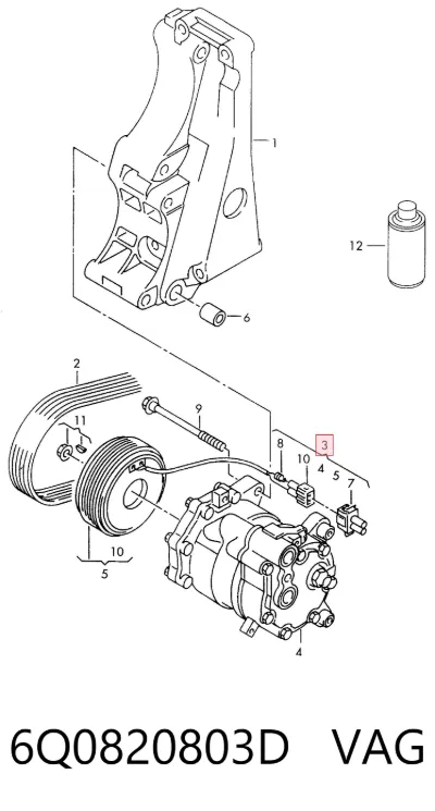 Compresor de aire acondicionado VAG 6Q0820803D