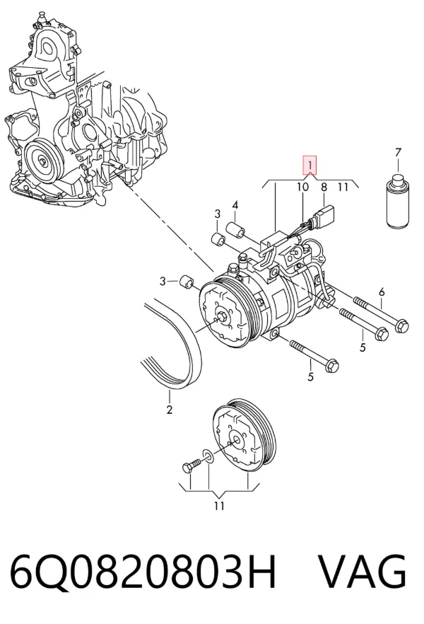 Compresor de aire acondicionado 6Q0820803H VAG