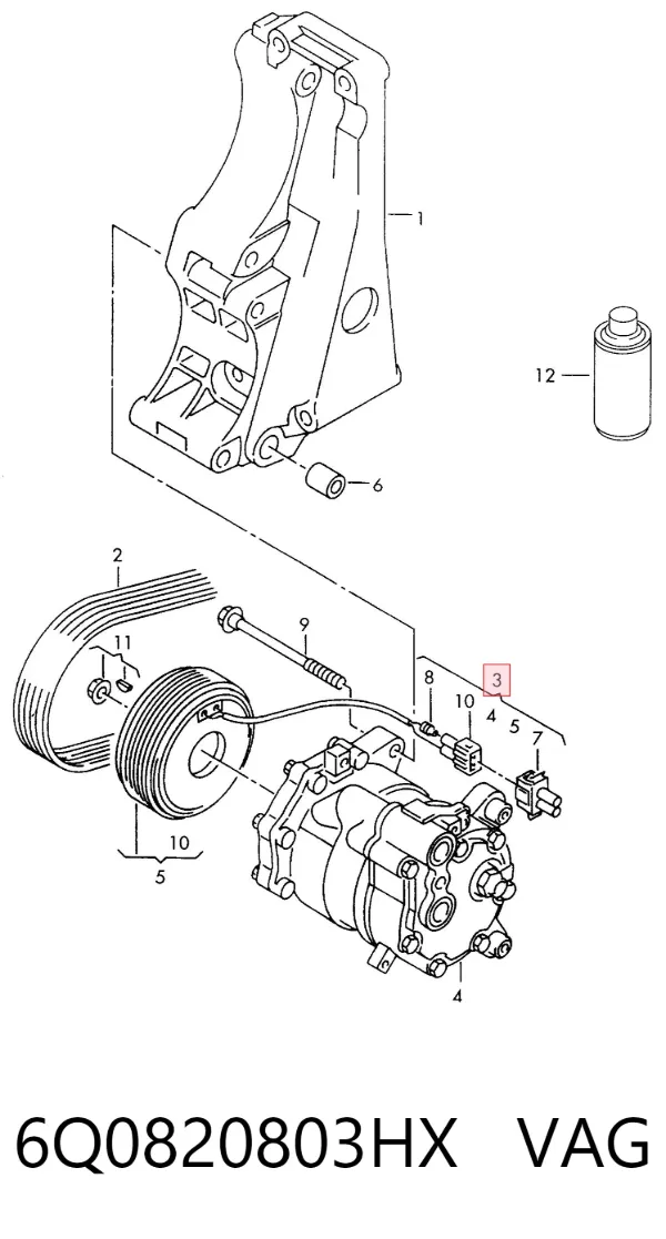 Compresor de aire acondicionado 6Q0820803HX VAG