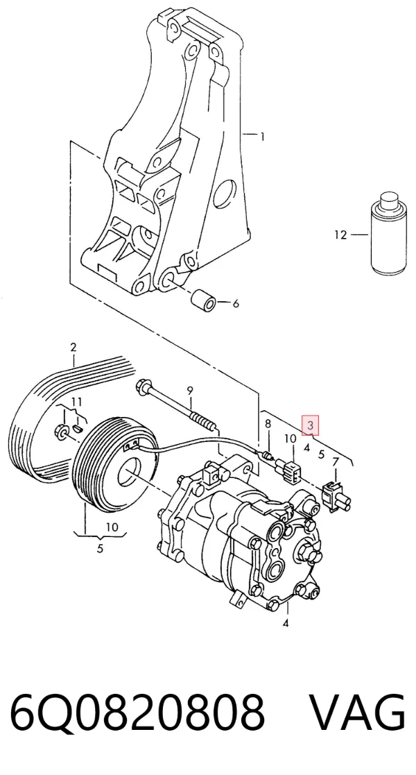 Compresor de aire acondicionado 6Q0820808 VAG