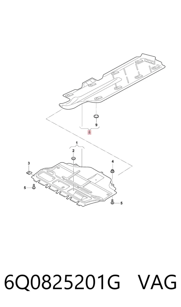 Protección inferior izquierda 6Q0825201G VAG