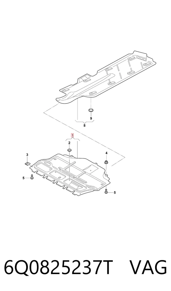 Protección motor / empotramiento 6Q0825237T VAG