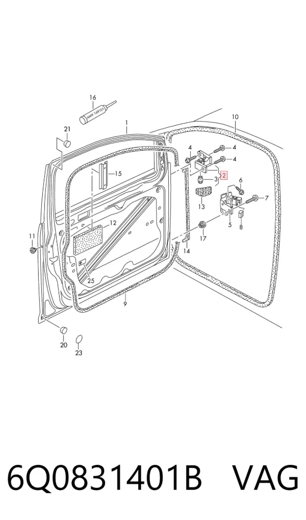 Bisagra de puerta delantera izquierda 6Q0831401B VAG