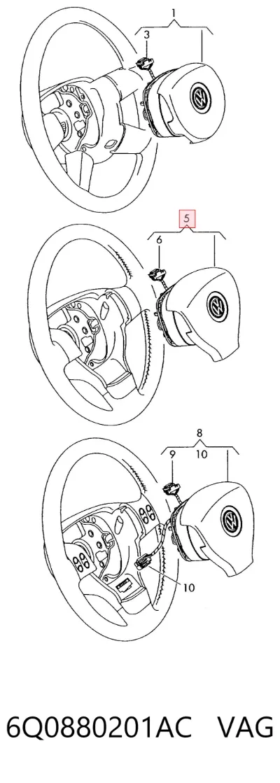 Airbag del conductor VAG 6Q0880201AC