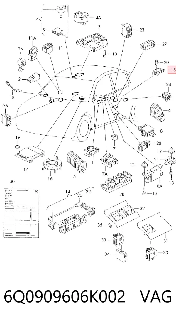 Sensor de airbag delantero 6Q0909606K002 VAG