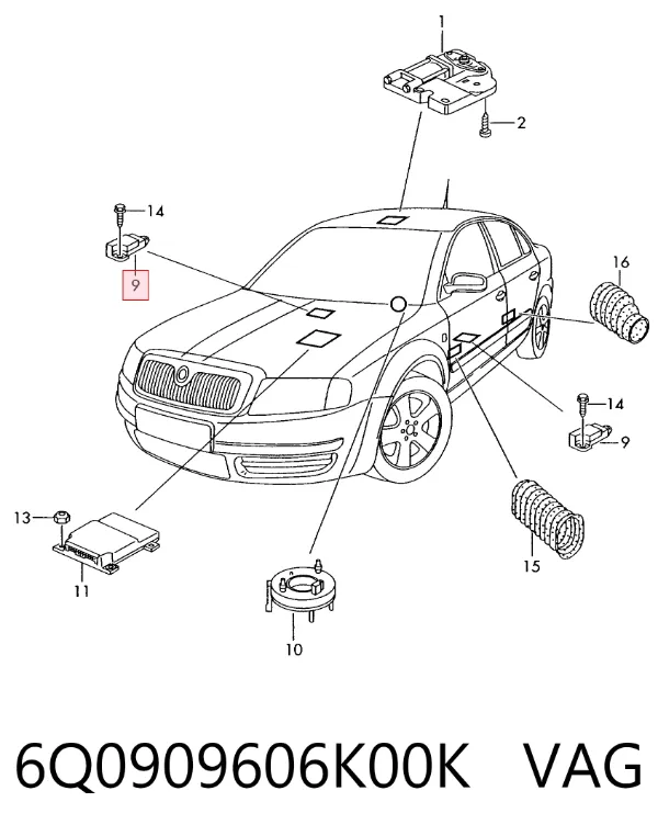 Sensor de airbag delantero 6Q0909606K00K VAG