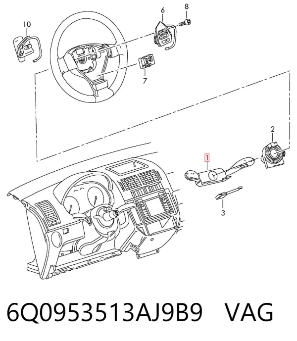 Conmutador columna dirección 6Q0953513AJ9B9 VAG