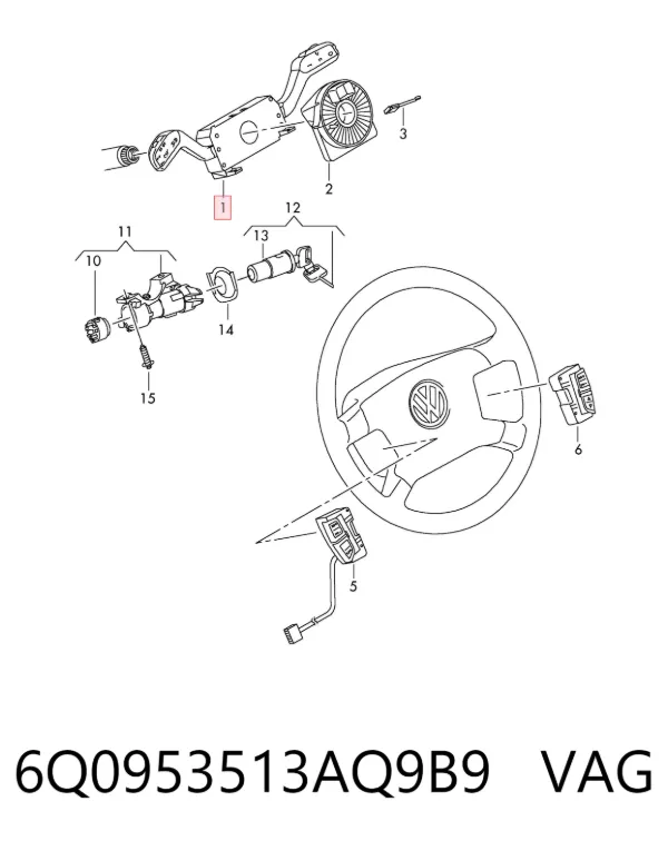 Conmutador columna dirección 6Q0953513AQ9B9 VAG