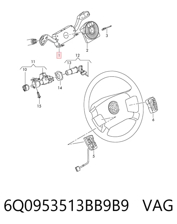 Conmutador columna dirección 6Q0953513BB9B9 VAG