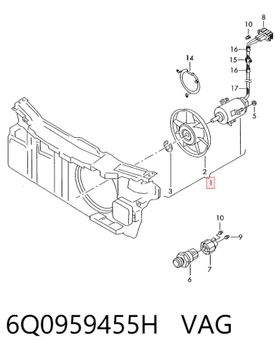 Ventilador eléctrico de refrigeración completo (motor y hélice) VAG 6Q0959455H