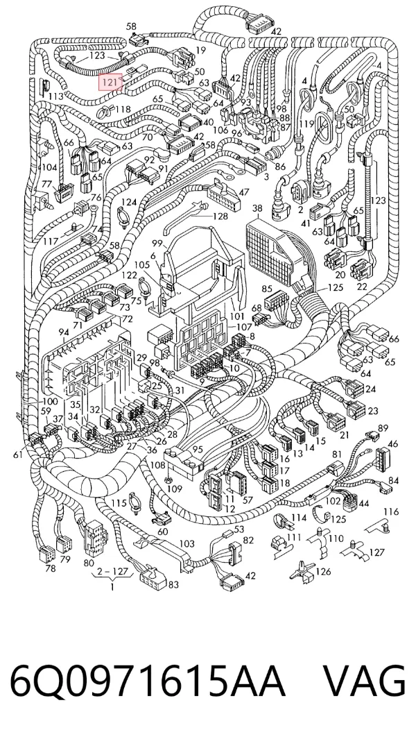 Mazo de cables del compartimiento del motor 6Q0971615AA VAG