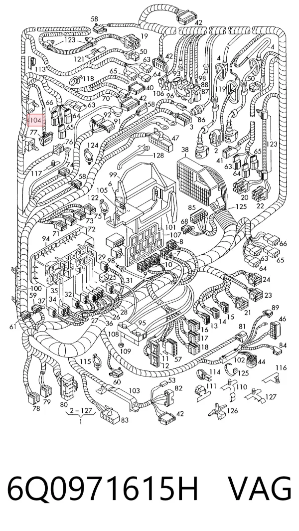 Mazo de cables del compartimiento del motor 6Q0971615H VAG