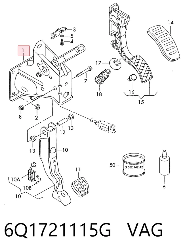 Soporte de pedales 6Q1721115G VAG