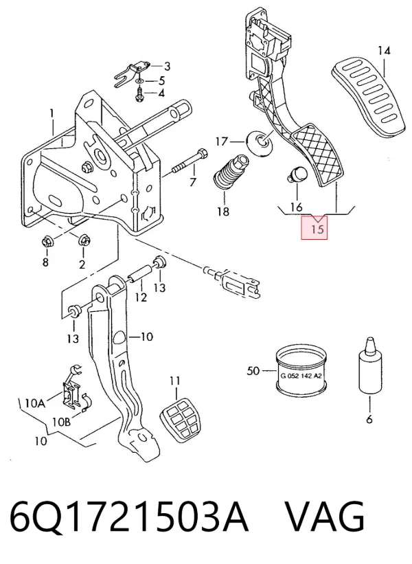 Pedal del acelerador 6Q1721503A VAG