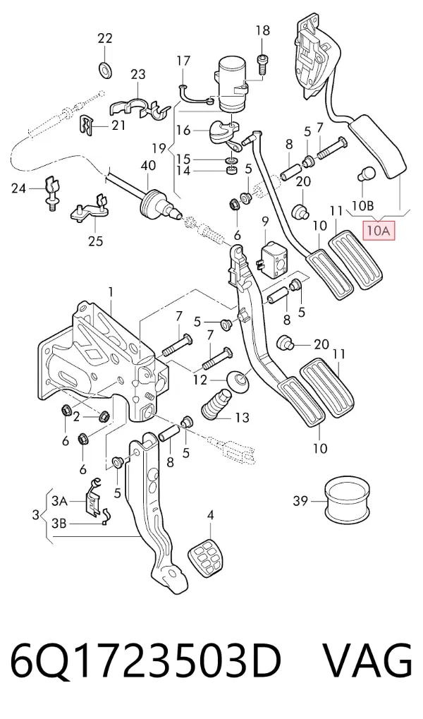Pedal del acelerador 6Q1723503D VAG