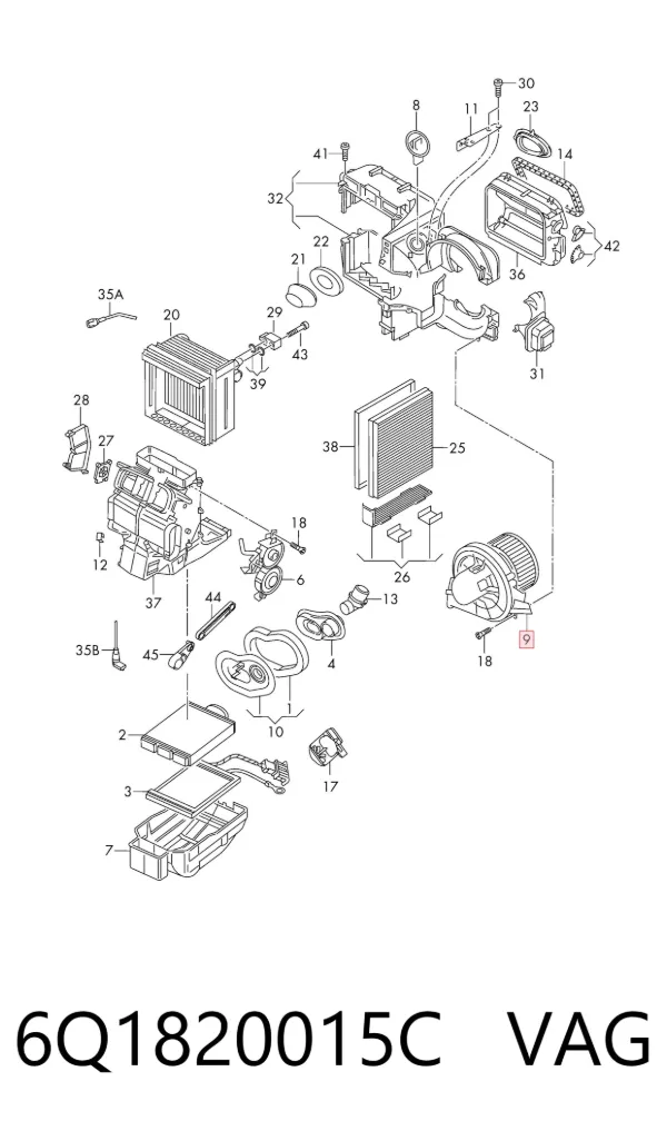 Ventilador habitáculo 6Q1820015C VAG