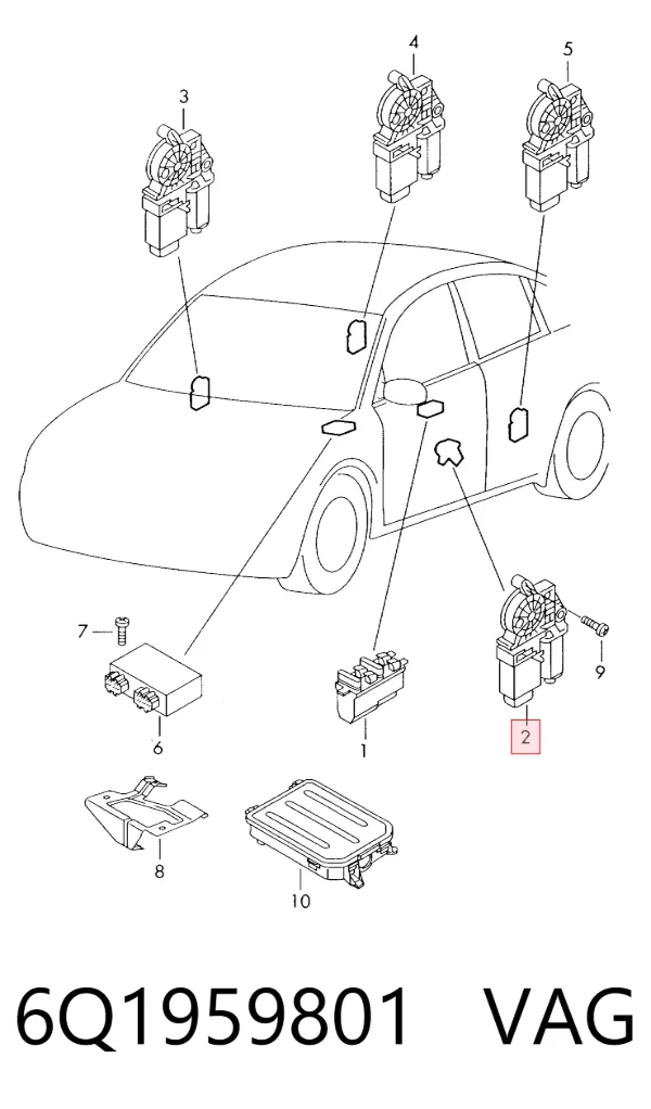 Motor del elevalunas eléctrico 6Q1959801 VAG