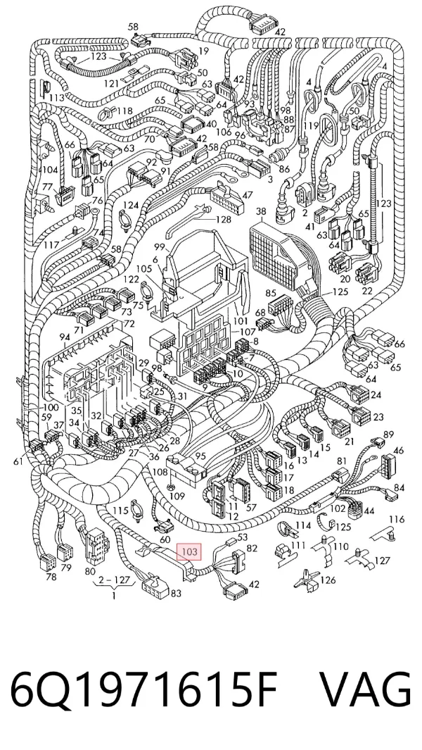 Mazo de cables del compartimiento del motor 6Q1971615F VAG