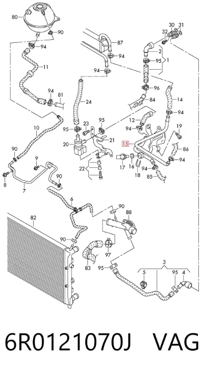 Manguera (tubo) del sistema de refrigeración VAG 6R0121070J