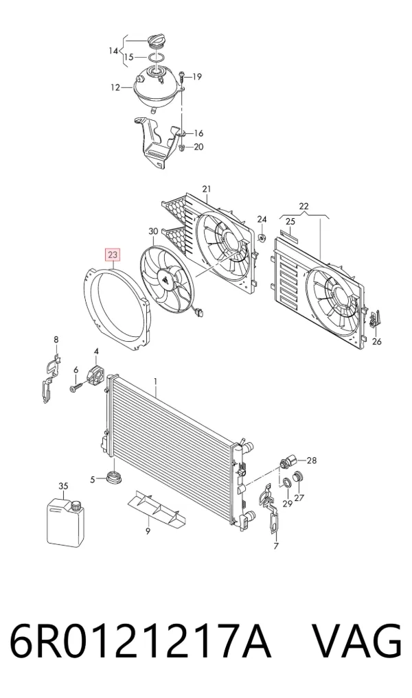Bastidor radiador 6R0121217A VAG