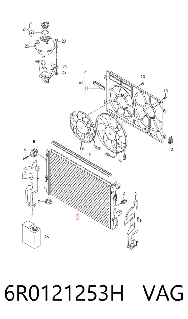 Radiador 6R0121253H VAG