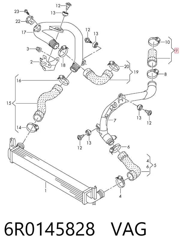 Tubo intercooler 6R0145828 VAG