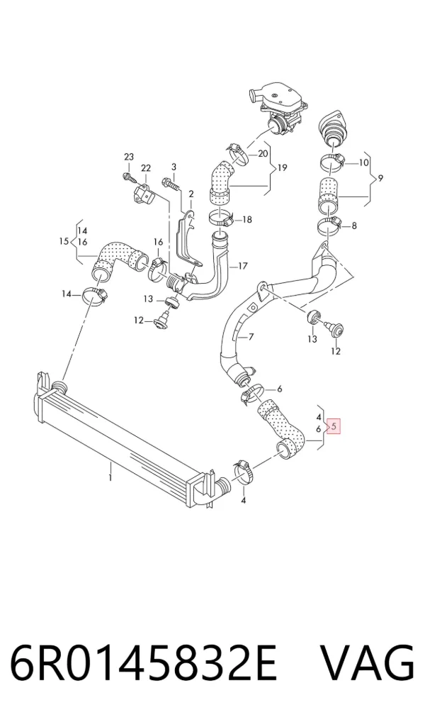 Tubo intercooler 6R0145832E VAG