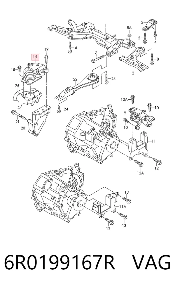 Soporte de motor derecho 6R0199167R VAG